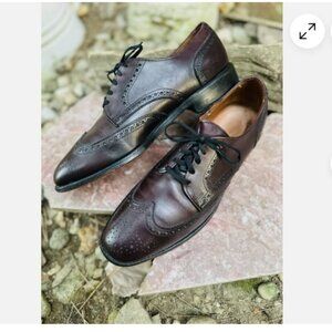 Allen Edmonds Ashland Wingtip Shoes Mens 9 Burgundy Leather USA Medallion 88827